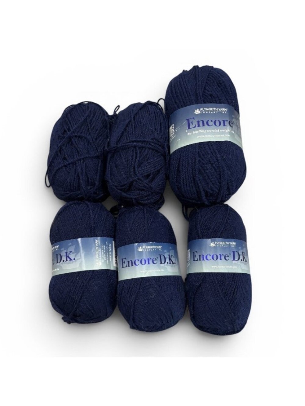Lot New Plymouth Yarn Encore Worsted  D.K. Acrylic Wool Navy Blue Hardly Used